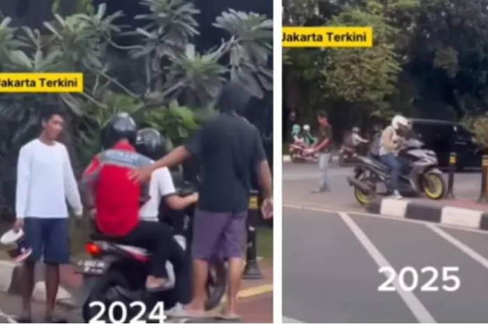Pak Ogah Pasang Tarif, Pemotor Kembali Bebas Lewat Trotoar Dekat Gedung DPR